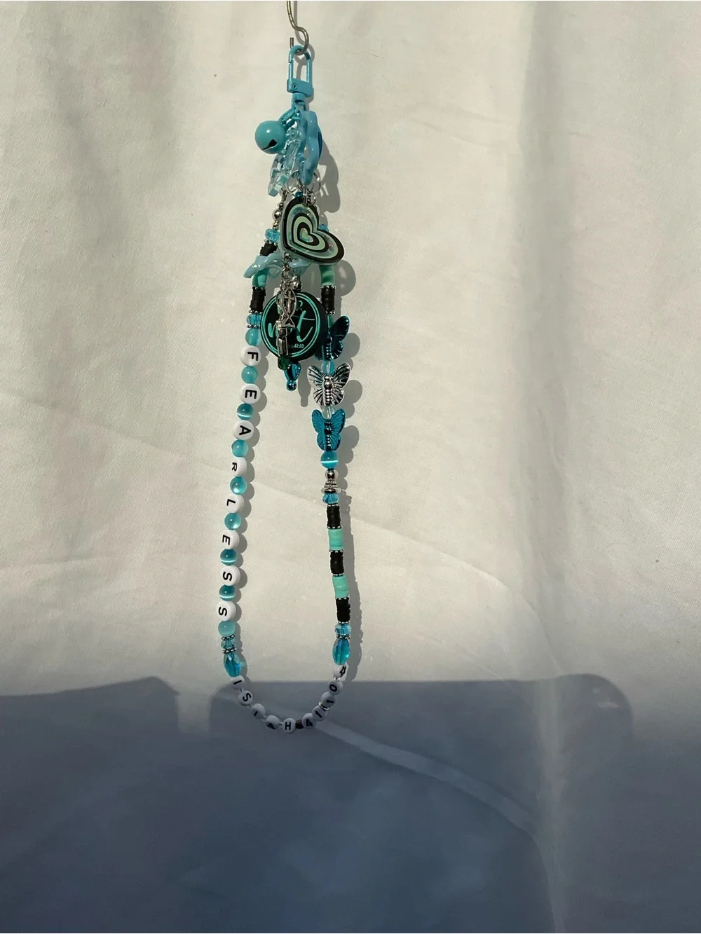 Handmade keychain “Fearless” with beaded keyfob